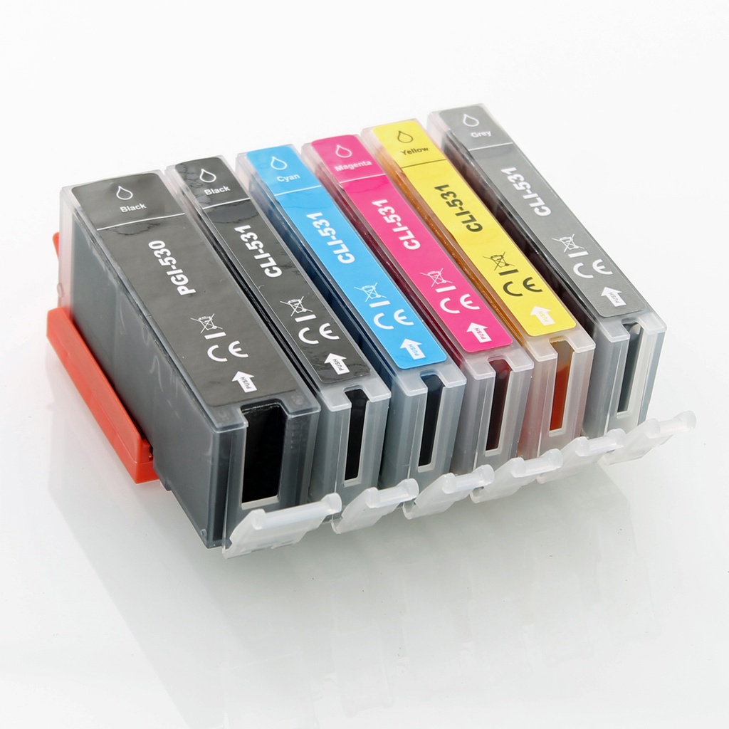 Compatible PGI530BK CLI531 BK C M Y kit 6 cartouches ( Remplace Canon PGI530, CLI531 BK C M Y GY )