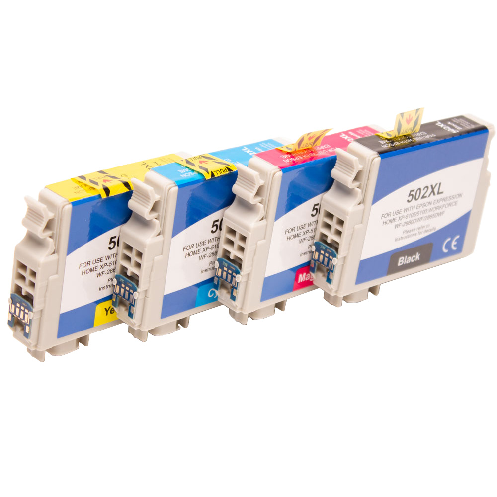 Compatible 502XL BK C M Y kit 4 cartouches ( Remplace Epson 502 BK, C, M, Y, 502XL BK, C, M, Y ) BK : 13ml / Couleur 13ml