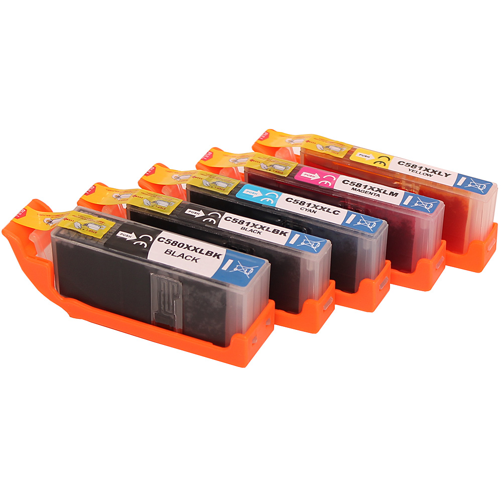 ELIOS 580XXL / 581XXL kit 5 encres ( BK, PHBK, C, M, Y ) - Remplace PGI580 / PGI580XL / CLI581 / CLI581XL