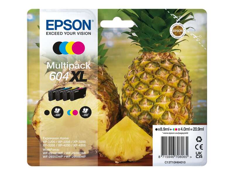 Epson 604XL BK C M Y kit 4 cartouches ( Remplace Epson 604 BK, C, M, Y, 604XL BK, C, M, Y ) ananas