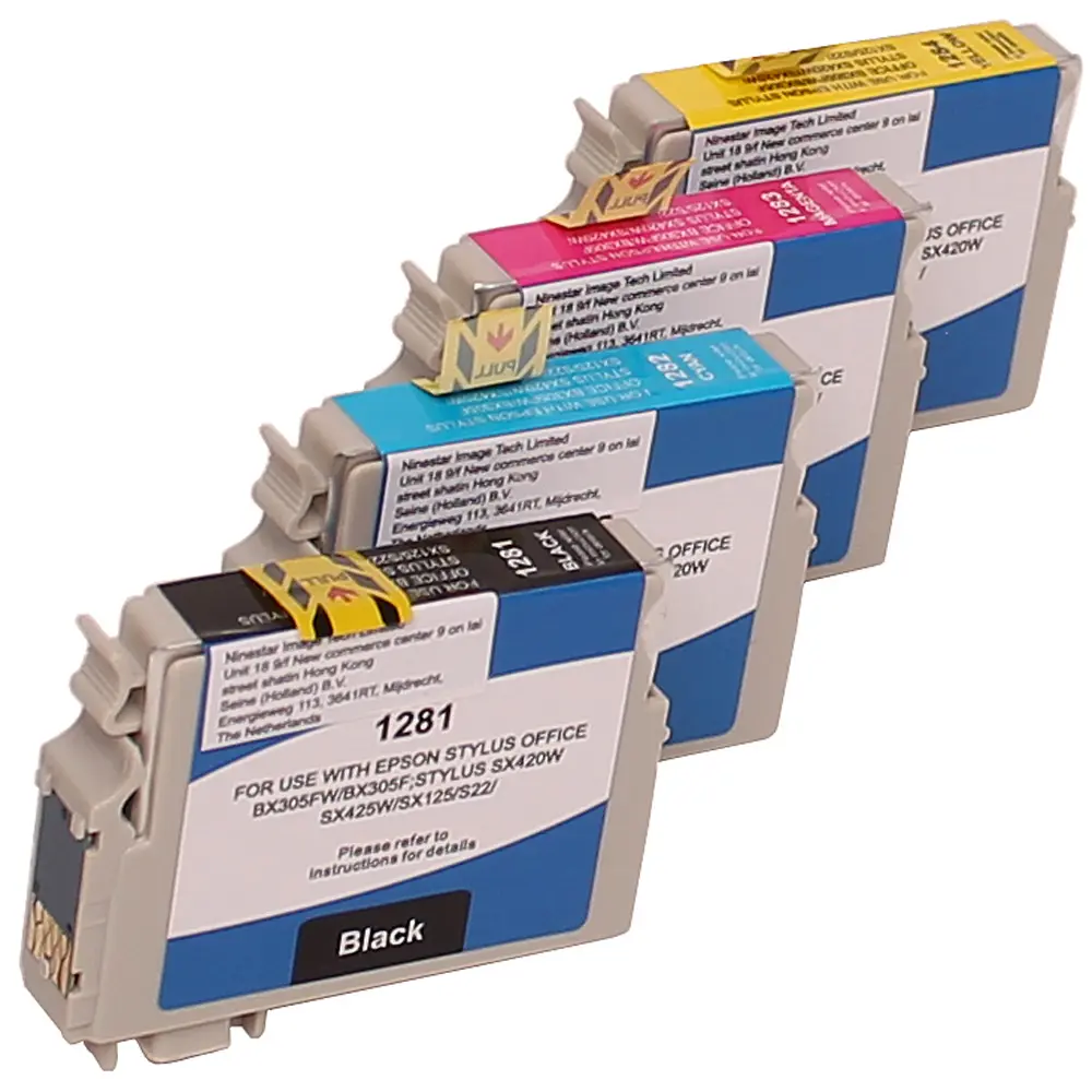 ⬛🟦🟥🟨Cartouche compatible Epson T128x Kit 4 encres – ELIOS T1281 T1282 T1283 T1284