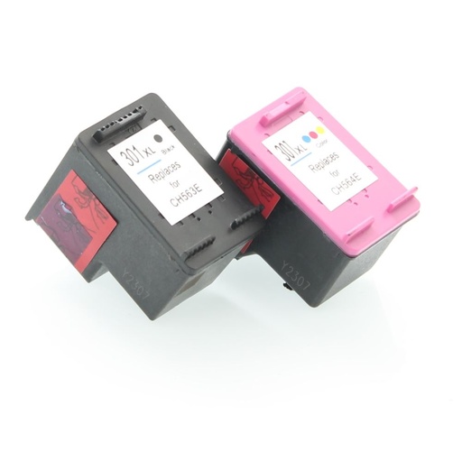 Compatible 301XL kit 2 cartouches BK + C ( Remplace HP301 / 301XL )
