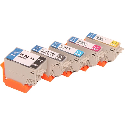 Compatible 202XL BK PHBK C M Y kit 5 cartouches ( Remplace Epson 202 BK, PHBK, C, M, Y, 202XL BK, PHBK, C, M, Y )