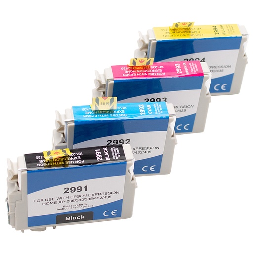 Compatible 29XL BK C M Y Kit 4 cartouches ( Remplace Epson 29BK, C, M, Y, 29XLBK, C, M, Y )