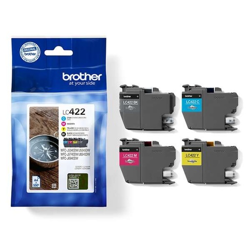 Brother LC422 Kit 4 encres ( Remplace Brother LC 422 / LC 422XL )